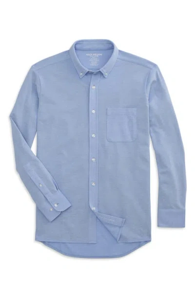 Mack Weldon Silver Cotton Blend Piqué Button-down Shirt In Blue