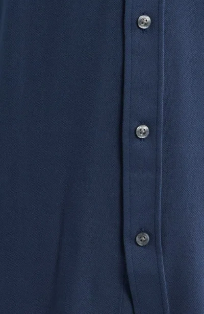 Mack Weldon Silver Cotton Blend Piqué Button-down Shirt In Blue