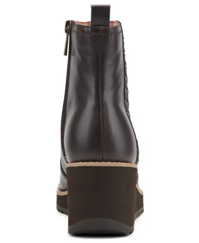 Earth Women's Camryn Wedge Heel Casual Ankle Booties In Brown