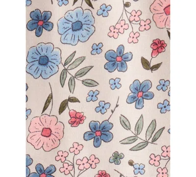 Carter's Baby Girls 2-piece Floral Print Bodysuit And Pants Set In Blue