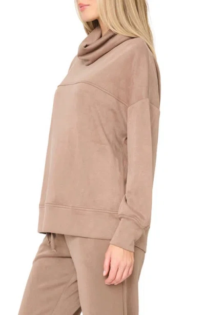 Gibsonlook Cowl Neck Sweatshirt In Brown