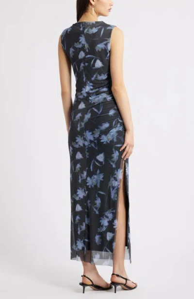 Open Edit Mesh Body-con Maxi Dress In Blue