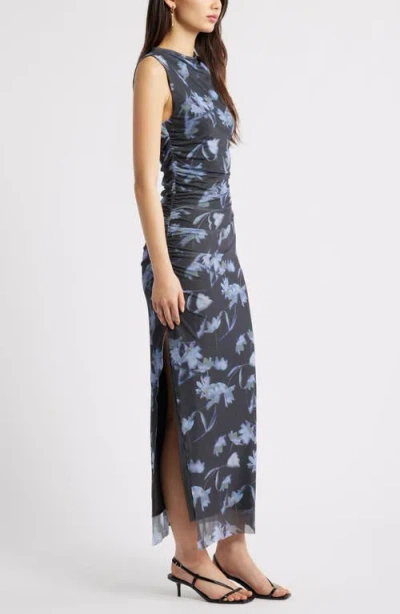 Open Edit Mesh Body-con Maxi Dress In Blue