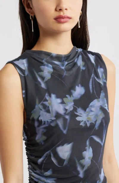 Open Edit Mesh Body-con Maxi Dress In Blue