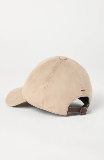 Brunello Cucinelli Embroidered Suede Baseball Cap In Neutral