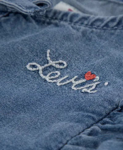 Levi's Girls Toddler 2t-4t Ruffle Top And Heart Pocket Pants, 2-piece Set In Blue