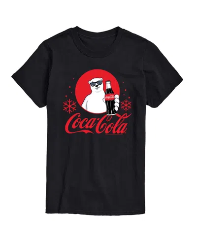 Airwaves Men's Coca-cola Polar Bear Snowflakes Crewneck Graphic T-shirt In Black