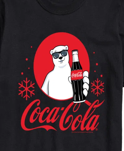 Airwaves Men's Coca-cola Polar Bear Snowflakes Crewneck Graphic T-shirt In Black
