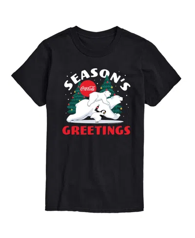 Airwaves Men's Coca-cola Seasons Greetings Polar Bears Short-sleeve Graphic T-shirt In Black