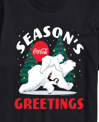 Airwaves Men's Coca-cola Seasons Greetings Polar Bears Short-sleeve Graphic T-shirt In Black