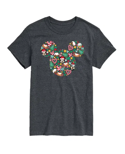 Airwaves Men's Disney Mickey Silhouette Christmas Short-sleeve Graphic T-shirt In Gray