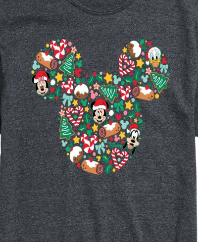 Airwaves Men's Disney Mickey Silhouette Christmas Short-sleeve Graphic T-shirt In Gray