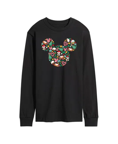 Airwaves Men's Disney Mickey Silhouette Christmas Long-sleeve Graphic T-shirt In Black