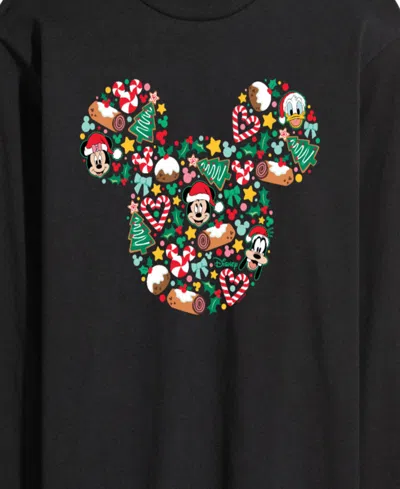 Airwaves Men's Disney Mickey Silhouette Christmas Long-sleeve Graphic T-shirt In Black