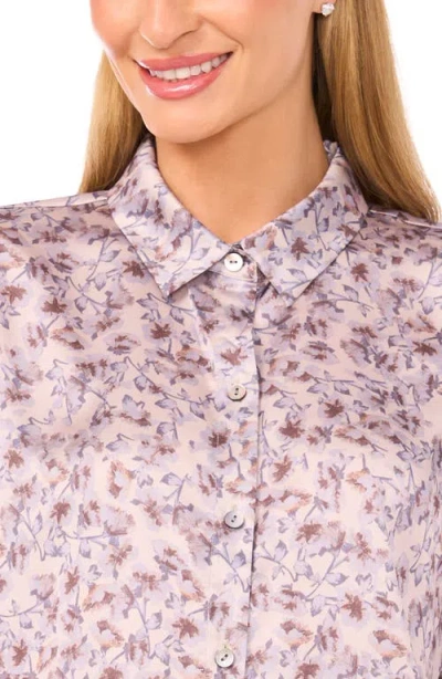 Halogenr Halogen(r) Petal Vine Print Charmeuse Button-up Shirt In Pink