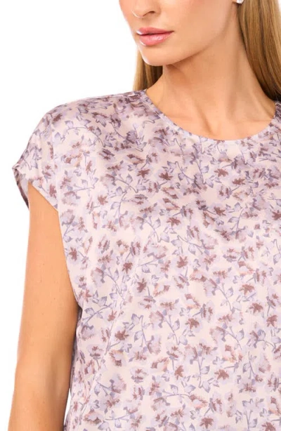 Halogenr Halogen(r) Petal Vine Print Cap Sleeve Shell In Purple