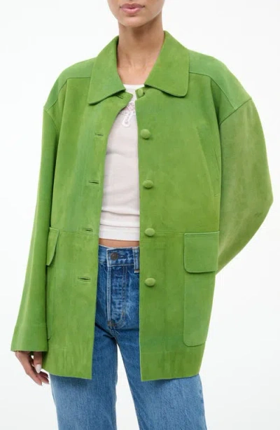 Staud Roxanne Suede Jacket In Green