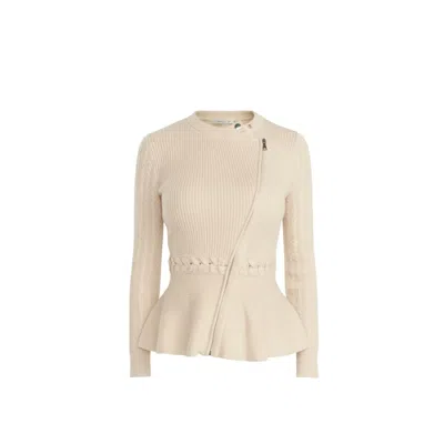 Ellie Makir Women's Neutrals Zipper Detail Peplum Sweater In Neutral