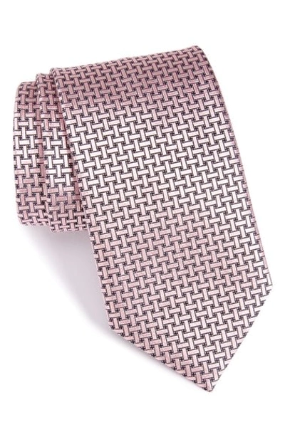 Ermenegildo Zegna Abstract Floral Silk Tie In Medium/ Pink Fan