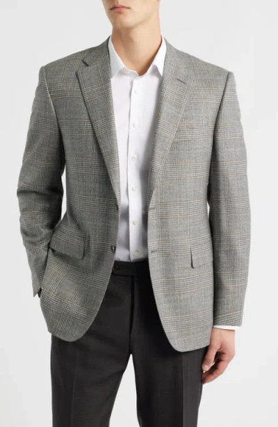 Canali Siena Regular Fit Grey Glen Check Wool & Silk Blend Sport Coat In Silver