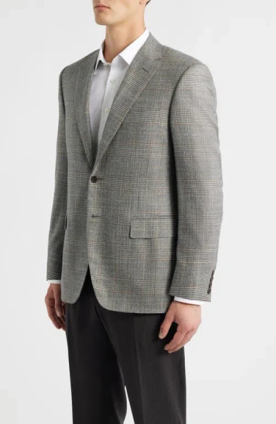 Canali Siena Regular Fit Grey Glen Check Wool & Silk Blend Sport Coat In Silver