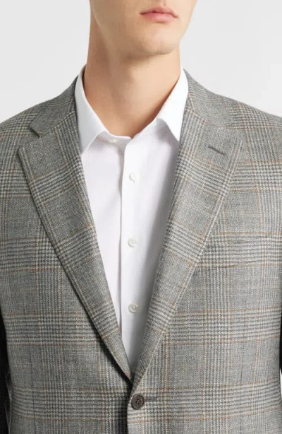 Canali Siena Regular Fit Grey Glen Check Wool & Silk Blend Sport Coat In Silver
