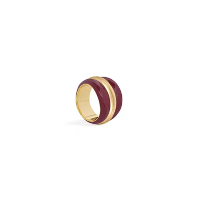Retro Chic Women's Red / Gold Ostuni Red Ring In Burgundy