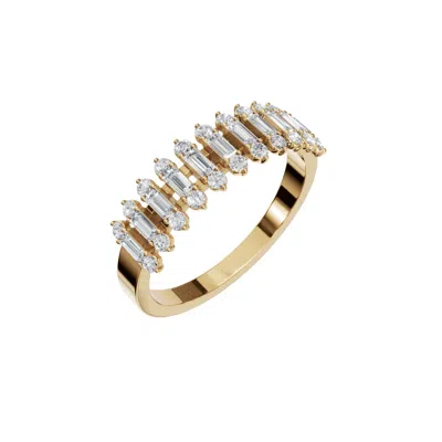 Aya Fine Jewelry Women's Rose Gold / White / Yellow Eighteen Kt Fine Jewelry Gold Ring With Baguette Diamonds