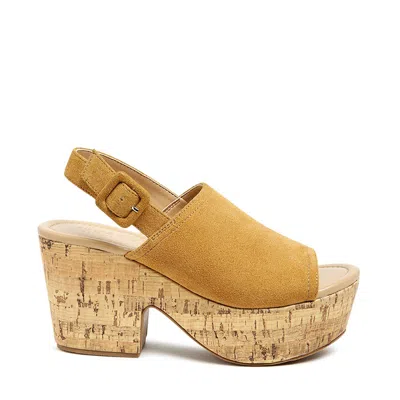 Rag & Co Women's Brown Vendela Leather Slingback Platform Sandal In Tan By  In Brown