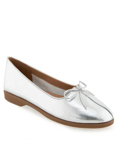 Aerosoles Women's Novia Tapered Toe Ballet Flats In Silver