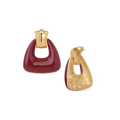 Retro Chic Women's Red / Gold Ostuni Red Earrings In Multi