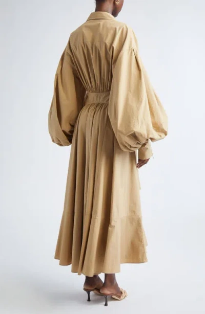 Zimmermann Rebellion Long Sleeve Cotton Poplin Shirtdress In Nude