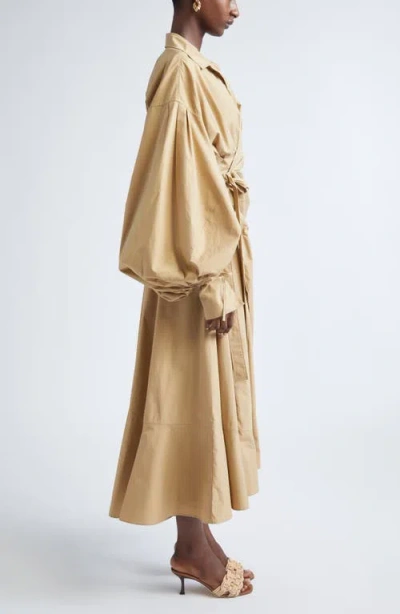 Zimmermann Rebellion Long Sleeve Cotton Poplin Shirtdress In Nude