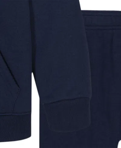 Under Armour Boys' 2t-7 Branded Logo Full-zip Hoodie And Jogger Pants, 2-piece Set In Blue