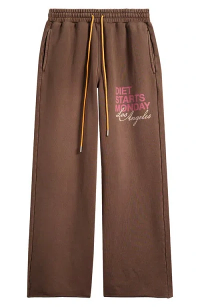 Diet Starts Monday Dsmla Cutoff Cotton Sweatpants In Brown