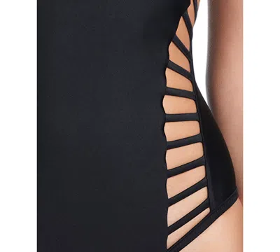 Red Carter Cross Side Cut Out One-piece Swimsuit In Black