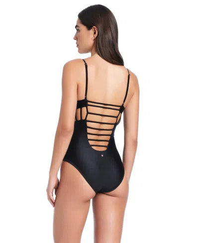 Red Carter Cross Side Cut Out One-piece Swimsuit In Black