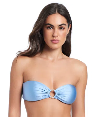 Red Carter Pearls Of Wisdom O-ring Bandeau Top In Blue