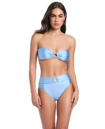 Red Carter Pearls Of Wisdom O-ring Bandeau Top In Blue