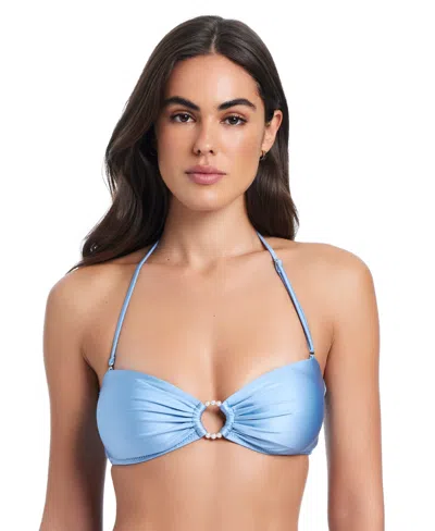 Red Carter Pearls Of Wisdom O-ring Bandeau Top In Blue