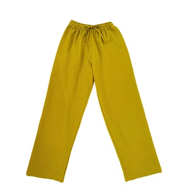 Pink Haley Women's Yellow Becca Linen Pants In Lemongrass In Green