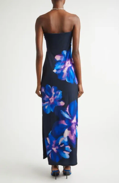 Ramy Brook Nora Floral Strapless Maxi Dress In Blue