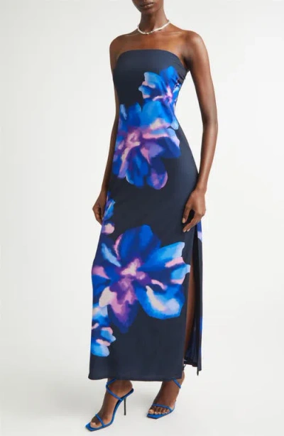 Ramy Brook Nora Floral Strapless Maxi Dress In Blue