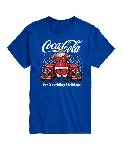 Airwaves Men's Coca-cola Coke Santa Sparkling Holidays Short-sleeve Graphic T-shirt In Blue