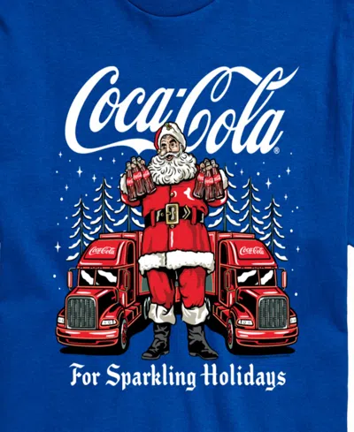 Airwaves Men's Coca-cola Coke Santa Sparkling Holidays Short-sleeve Graphic T-shirt In Blue