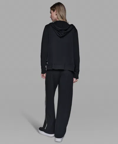 Karl Lagerfeld Women's Imitation Pearl Zipper Tracksuit Jacket In Black