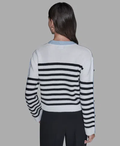 Karl Lagerfeld Petite Crewneck Long-sleeve Sweater In White