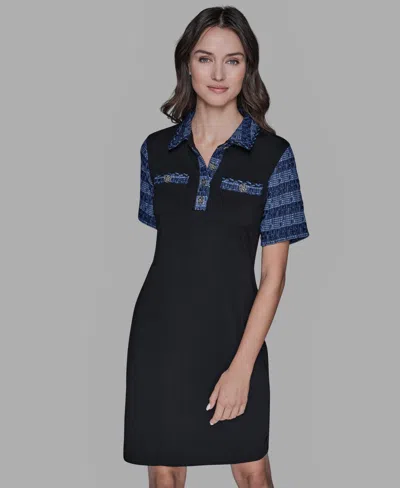 Karl Lagerfeld Polo Collar Dress In Black