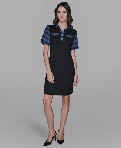 Karl Lagerfeld Polo Collar Dress In Black