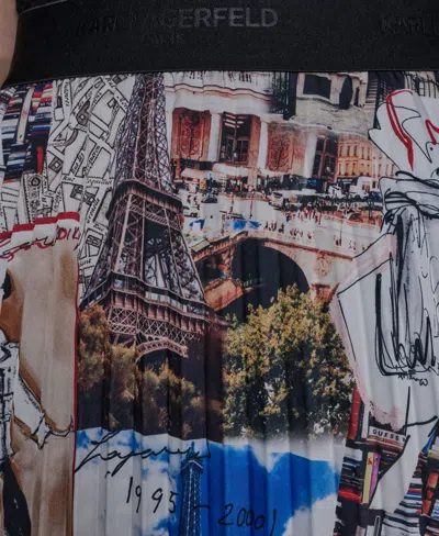 Karl Lagerfeld Women's City Scene Print Pull-on Pleated Skirt In Blue